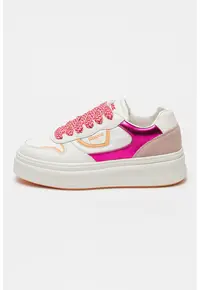 Pantofi sport cu insertii de piele intoarsa Mery - Alb/Fucsia