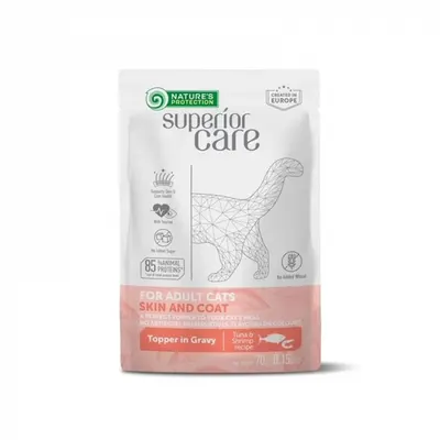 Gustari pentru pisici N.P. Superior Care Skin Coat cu ton creveti 70 gr