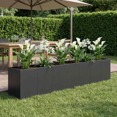 vidaXL Vază pentru Grădină Negru 280 x 40 x 60 cm Oțel laminat la rece