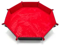 Tavă pentru zaruri GlassStaff - XL Octagonal Foldable Dice Tray, Dragon Skin Edition, roșie