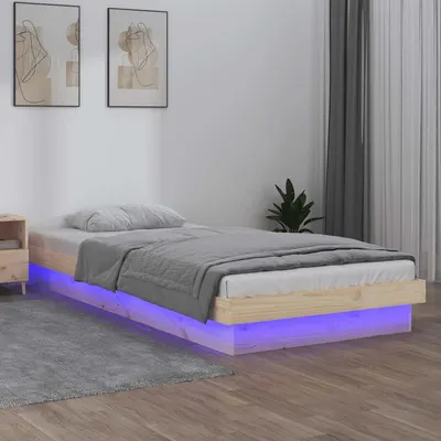 vidaXL Cadru de pat cu LED, mic single, 75x190 cm, lemn masiv