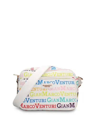 Geanta crossbody de piele ecologica cu logo Elora Pro - Alb