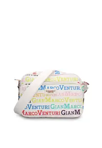 Geanta crossbody de piele ecologica cu logo Elora Pro - Alb