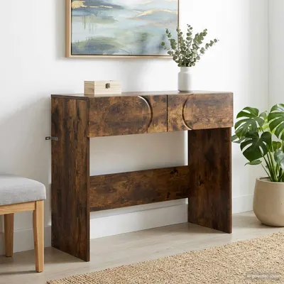 vidaXL Masă de consolă Stejar fumuriu 96,5 x 38 x 75 cm Lemn prelucrat