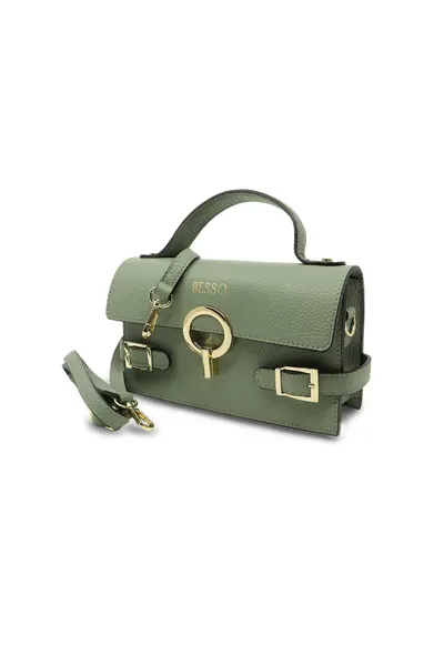 Geanta de mana din piele naturala Splendore Chic - Verde