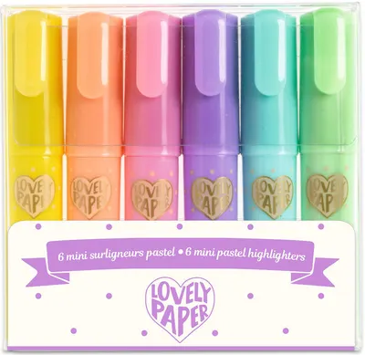 Set mini markere de text Djeco - 6 buc, culori pastelate