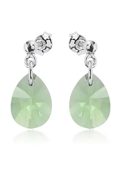Cercei Argint 925 placat cu rodiu cu cristale Swarovski® Minipear 12mm Surub 2 - Verde