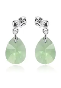 Cercei Argint 925 placat cu rodiu cu cristale Swarovski® Minipear 12mm Surub 2 - Verde