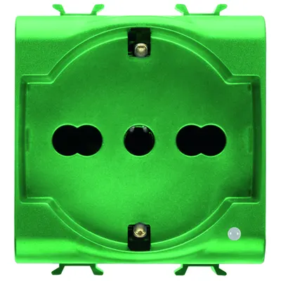Priza Standard Italiana/germana 250v C.a. - pentru Linii Dedicate - 2p+e 16a cu Amperaj Dublu P30 P17 - 2 Module - Verde - Antibacterian - Chorusmart
