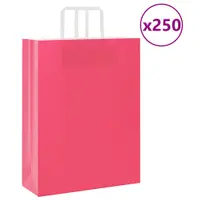 Gossi pungi de hartie 250 buc cu manere roz 32x12x42 cm