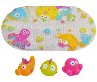 Set covoras de baie si 3 jucarii din lumea subacvatica, Knorr Toys, 69 x 39 cm