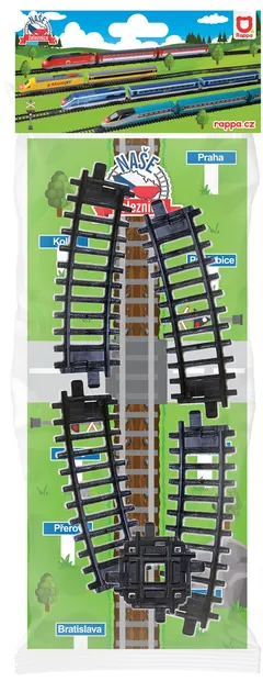 Set de jucării Rappa - Țiglă și cruce "Căile noastre ferate", 5 piese