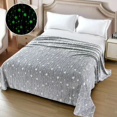 Patura Cocolino Pufoasa, Premium, cu Model Fluorescent, 200x230 cm – Confort si Eleganta de la Johny Home Pucioasa, Gri, Stelute