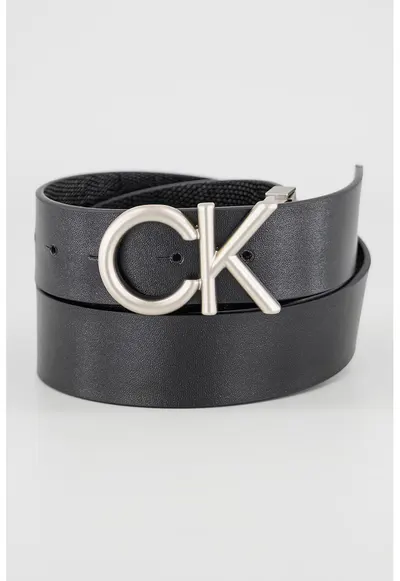 Curea de piele cu catarama logo - Negru