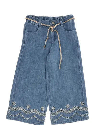 Pantaloni cullote din amestec de in - Albastru oceanic