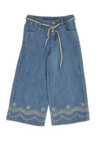 Pantaloni cullote din amestec de in - Albastru oceanic