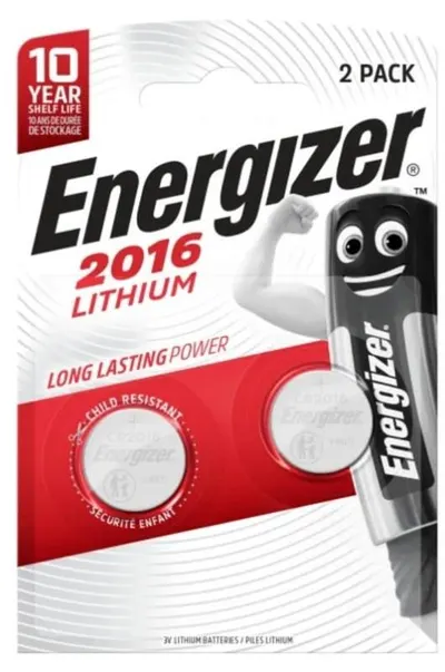 Baterii litiu Energizer – CR2016, 2 bucăți, 3V