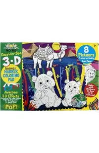 Carte de colorat lavabila cu ochelari 3D: Animale salbatice