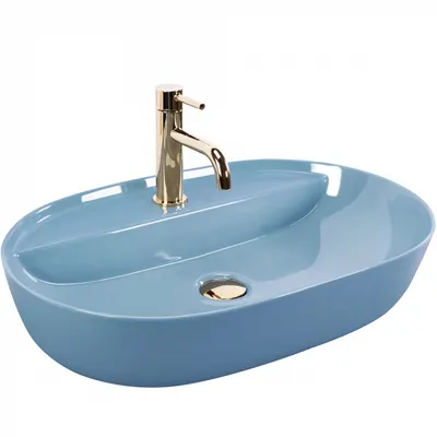 Lavoar pe blat albastru lucios, oval 61 cm, Rea Aura
