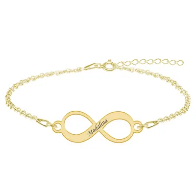 Saray - Bratara personalizata inifinit nume din argint 925 placat cu aur galben 24K