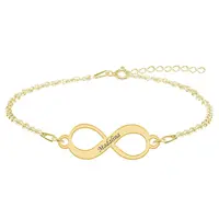 Saray - Bratara personalizata inifinit nume din argint 925 placat cu aur galben 24K
