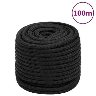 vidaXL Frânghie de barcă, negru complet, 18 mm, 100 m, polipropilenă