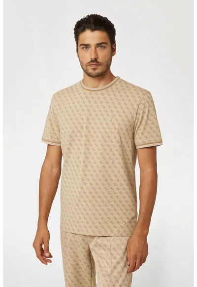 Tricou cu monograma - pentru fitness - Bej