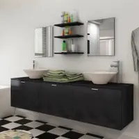 Gossi set mobilier baie 10 piese, chiuvete si robinete incluse, negru