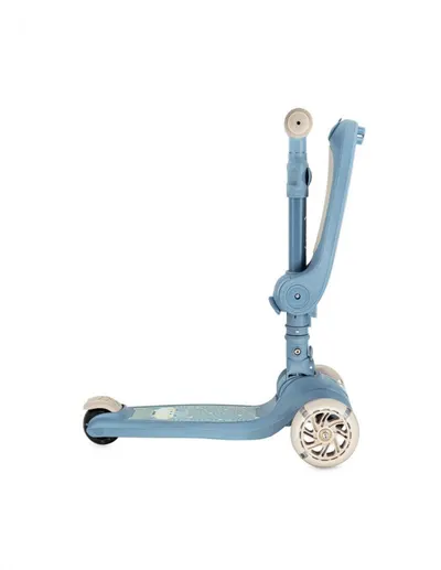 Trotineta pentru copii Momi Debe Blue transformabila, cadru si sezut pliabil, lumini led