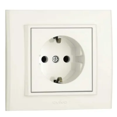 Priza Schuko ST Mina Ovivo OV00437, 10A, 250V, IP20, Natural alb