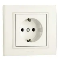 Priza Schuko ST Mina Ovivo OV00437, 10A, 250V, IP20, Natural alb