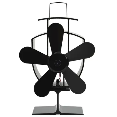 Gossi ventilator de soba cu alimentare termica, 5 palete, negru