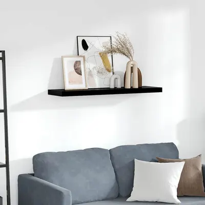 vidaXL Raft perete suspendat, negru extralucios, 90x23,5x3,8 cm, MDF