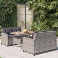Gossi set mobilier gradina, 3 piese, poliratan si lemn masiv acacia