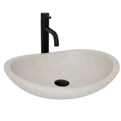Lavoar cu montare pe blat, imitatie piatra, oval, Rea Leona