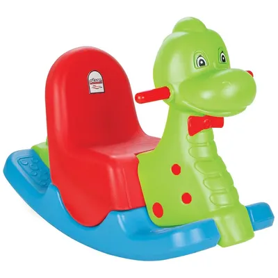 Balansoar pentru copii Pilsan Happy Dino green cu spatar, manere ergonomice,sistem de siguranta anti-rasturnare