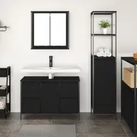 Set de mobilier pentru baie 2 piese Gossi din lemn ingineresc, stejar negru