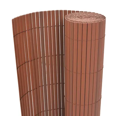 vidaXL Gard de grădină cu două fețe, maro, 90 x 300 cm, PVC