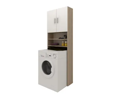 Dulap Masina de Spalat Fyn, Stejar Sonoma/Alb, 65 x 27 x 190 cm