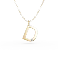 Lant cu pandantiv initiala D din aur galben cu diamant de 0.005ct