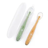 Set 2 lingurite, Petite&Mars, Take&Match, Includ cutie pentru depozitare, Adecvate pentru masina de spalat vase, Fara BPA, 6 luni+, Verde/ Galben
