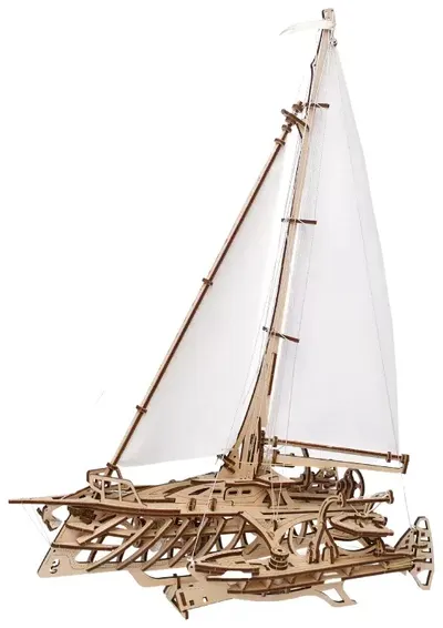 Puzzle 3D din lemn Ugears din 237 piese - Trimaran Merihobus