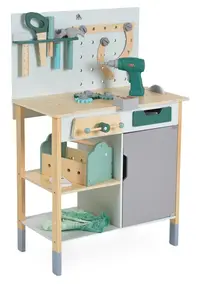 Bancă de lucru din lemn Moni Toys - Cu unelte