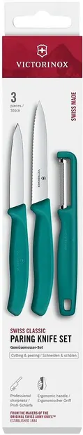 Set de cuțite de bucătărie și curățător Victorinox Swiss Classic – 3 piese, verzi