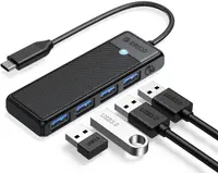 Hub USB Orico - PAPW4A-C3-015-BK, 4 porturi, USB3.0, negru