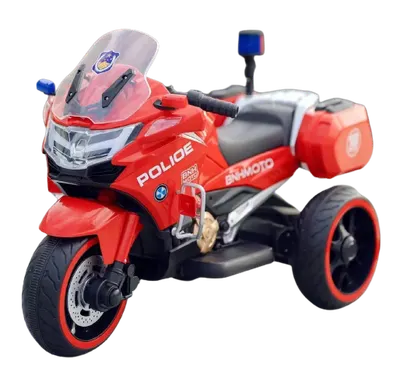 Motocicleta cu 3 roti, Kinderauto POLICE BJML5188 60W, 6V cu scaun tapitat, culoare rosu