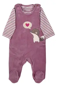 Set salopetă și body cu mânecă lungă Sterntaler - Dungat, 56 cm, 3-4 luni