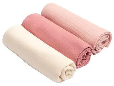 Scutece de muselina Sensillo - Uniform Pink, 60 x 80 cm, 3 buc