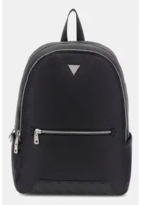 Rucsac de piele ecologica cu logo metalic - Negru
