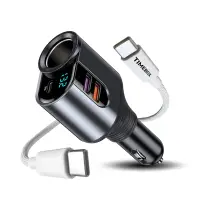Pachet Auto Timebox, Type-C la USB-C, 4 in 1, 166W, 1m, cu 1 x soclu auto, Alb - Default Title